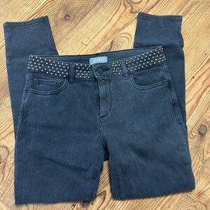 DL1961 Women's Black Skinny Jeans with Studded Belt